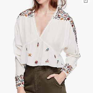 Free People Embroidered Blouse